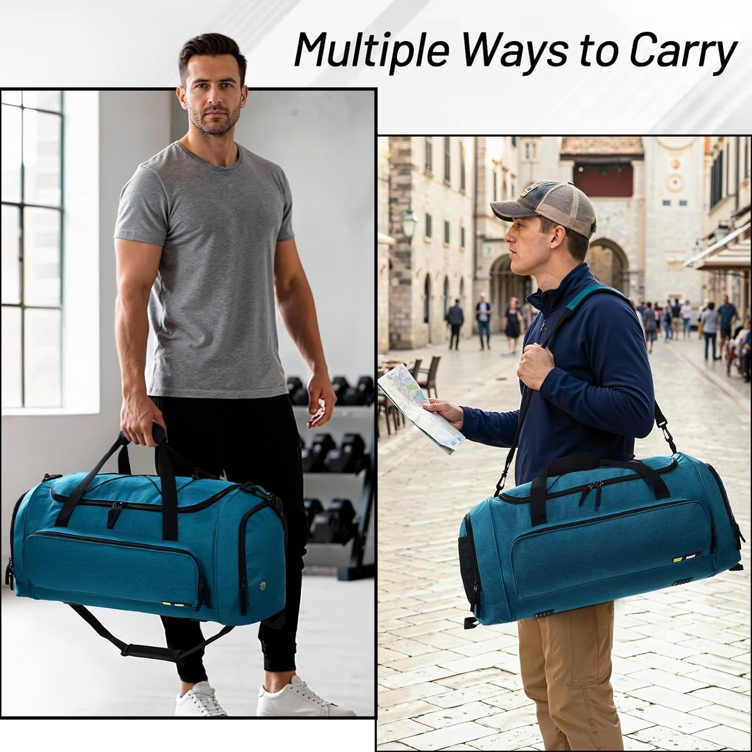 image:imageMIER Large Gym Bag for Men Sports Duffle Bag with Shoe Compartment 60L Lightweight Duffel Bags for Workout Fitness TravelTeal