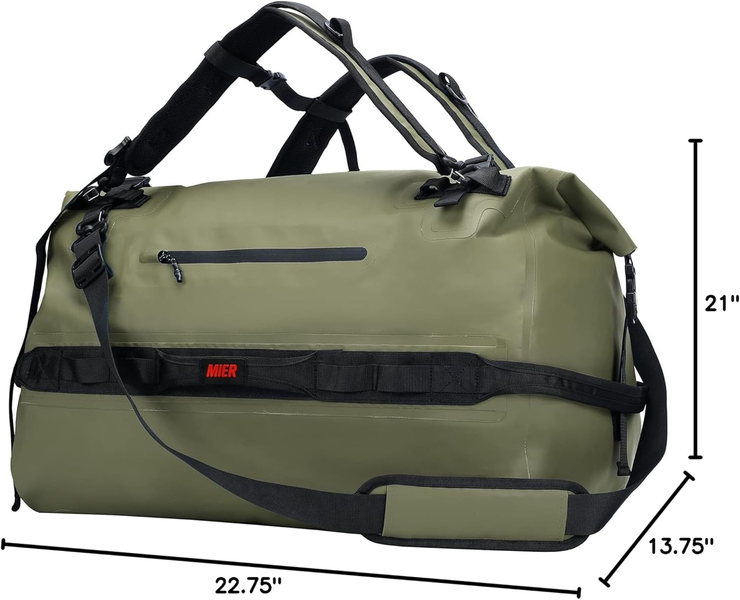 image:imageMIER Waterproof Duffel Bag Motorcycle Dry Bag Backpack Large RollTop Heavy Duty Dry Duffle Bags for Kayaking Camping Boating Gym Beach Cruise Ship 60L80LArmy Green