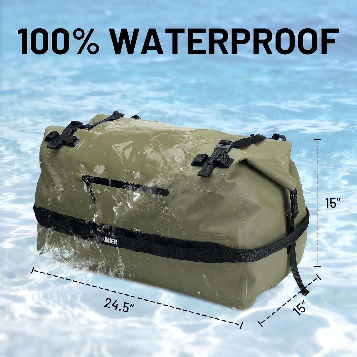 image:imageMIER Waterproof Duffel Bag Motorcycle Dry Bag Backpack Large RollTop Heavy Duty Dry Duffle Bags for Kayaking Camping Boating Gym Beach Cruise Ship 60L80LArmy Green