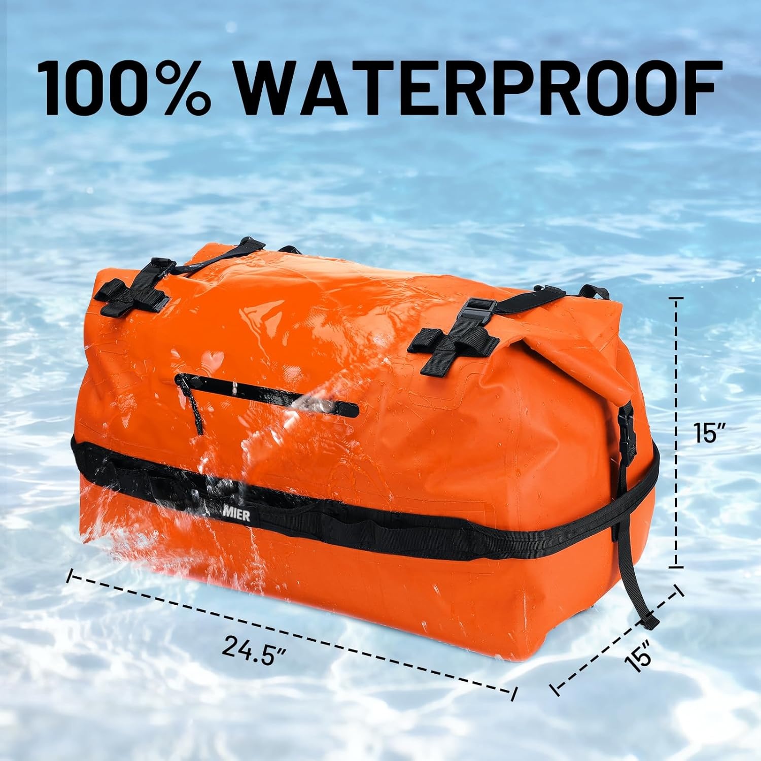 image:imageMIER Waterproof Duffel Bag Motorcycle Dry Bag Backpack Large RollTop Heavy Duty Dry Duffle Bags for Kayaking Camping Boating Gym Beach Cruise Ship 60L80LOrange