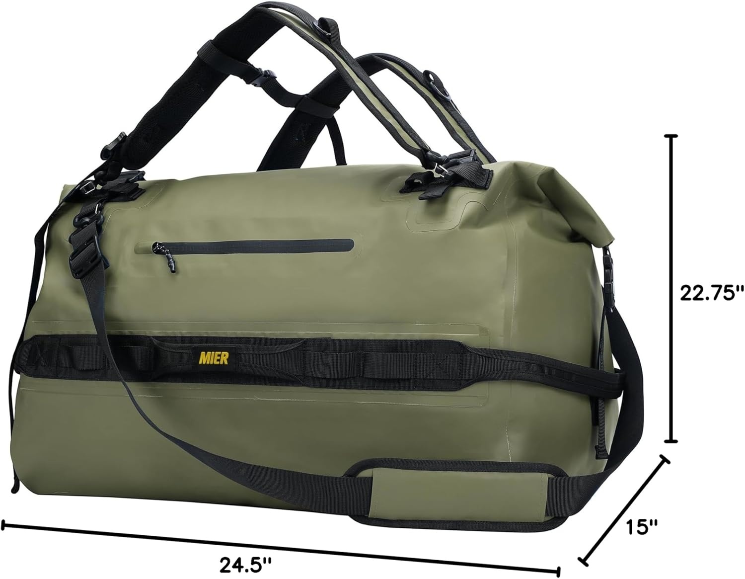 image:imageMIER Waterproof Duffel Bag Motorcycle Dry Bag Backpack Large RollTop Heavy Duty Dry Duffle Bags for Kayaking Camping Boating Gym Beach Cruise Ship 60L80LArmy Green