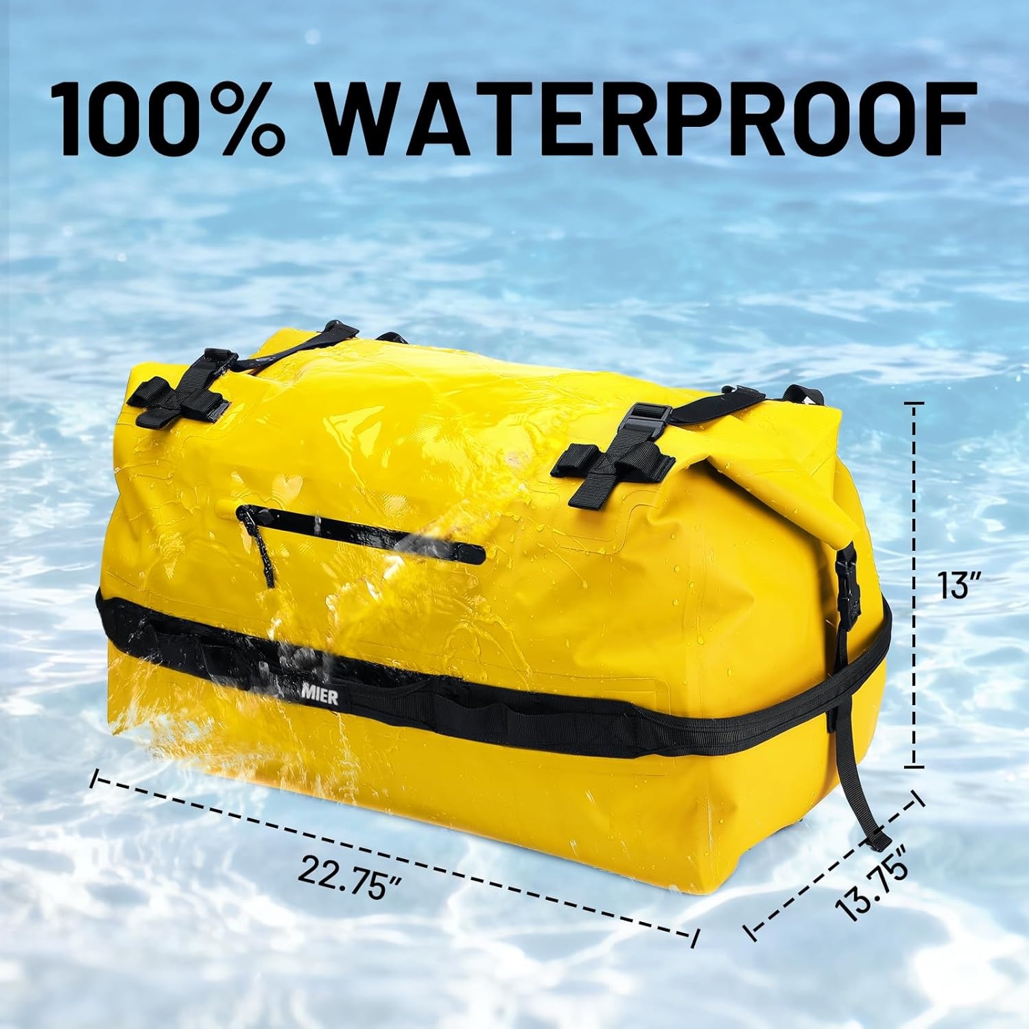 image:imageMIER Waterproof Duffel Bag Motorcycle Dry Bag Backpack Large RollTop Heavy Duty Dry Duffle Bags for Kayaking Camping Boating Gym Beach Cruise Ship 60L80LYellow