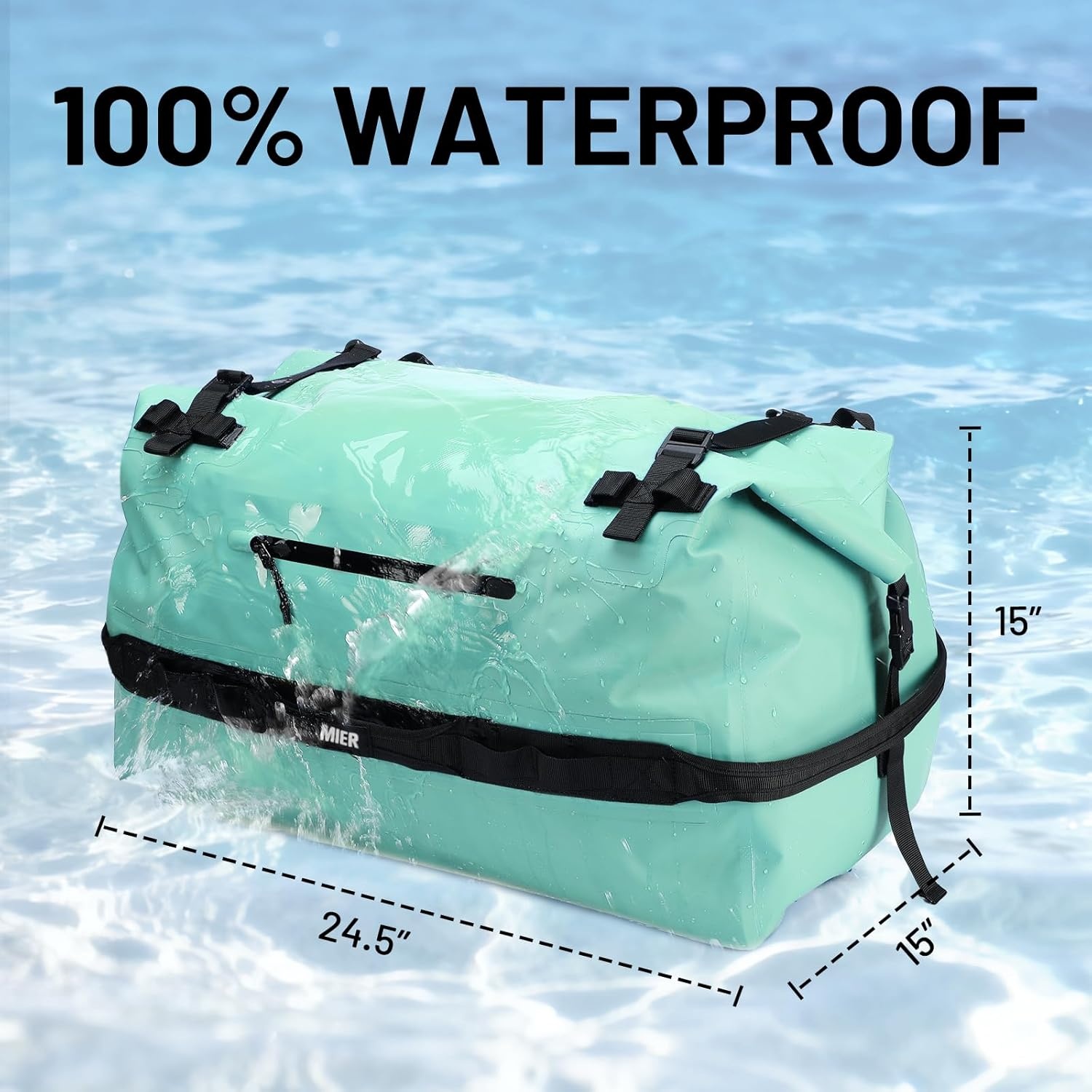 image:imageMIER Waterproof Duffel Bag Motorcycle Dry Bag Backpack Large RollTop Heavy Duty Dry Duffle Bags for Kayaking Camping Boating Gym Beach Cruise Ship 60L80LGreen