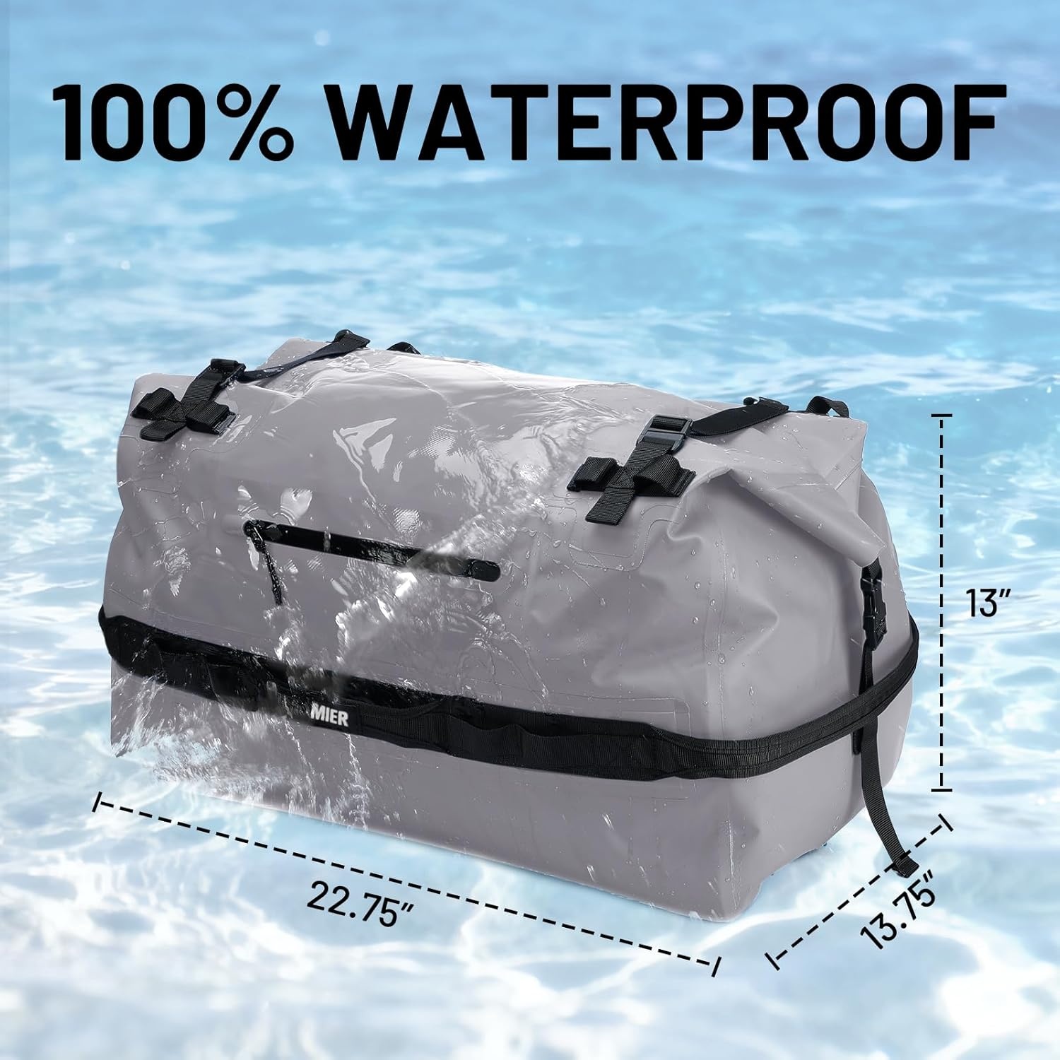 image:imageMIER Waterproof Duffel Bag Motorcycle Dry Bag Backpack Large RollTop Heavy Duty Dry Duffle Bags for Kayaking Camping Boating Gym Beach Cruise Ship 60L80LGray