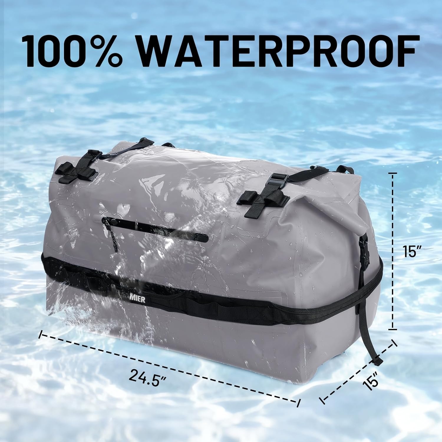 image:imageMIER Waterproof Duffel Bag Motorcycle Dry Bag Backpack Large RollTop Heavy Duty Dry Duffle Bags for Kayaking Camping Boating Gym Beach Cruise Ship 60L80LGray