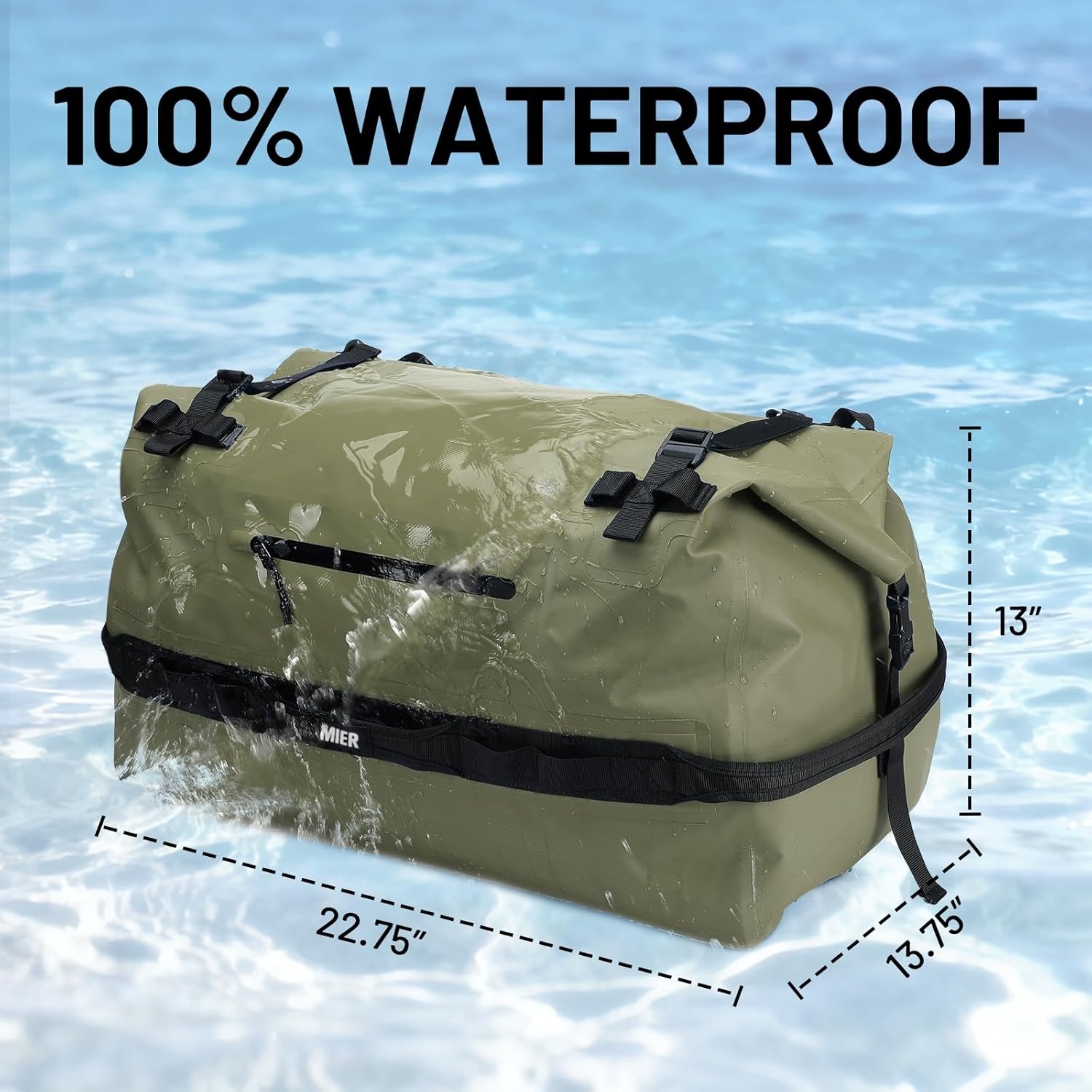 image:imageMIER Waterproof Duffel Bag Motorcycle Dry Bag Backpack Large RollTop Heavy Duty Dry Duffle Bags for Kayaking Camping Boating Gym Beach Cruise Ship 60L80LArmy Green