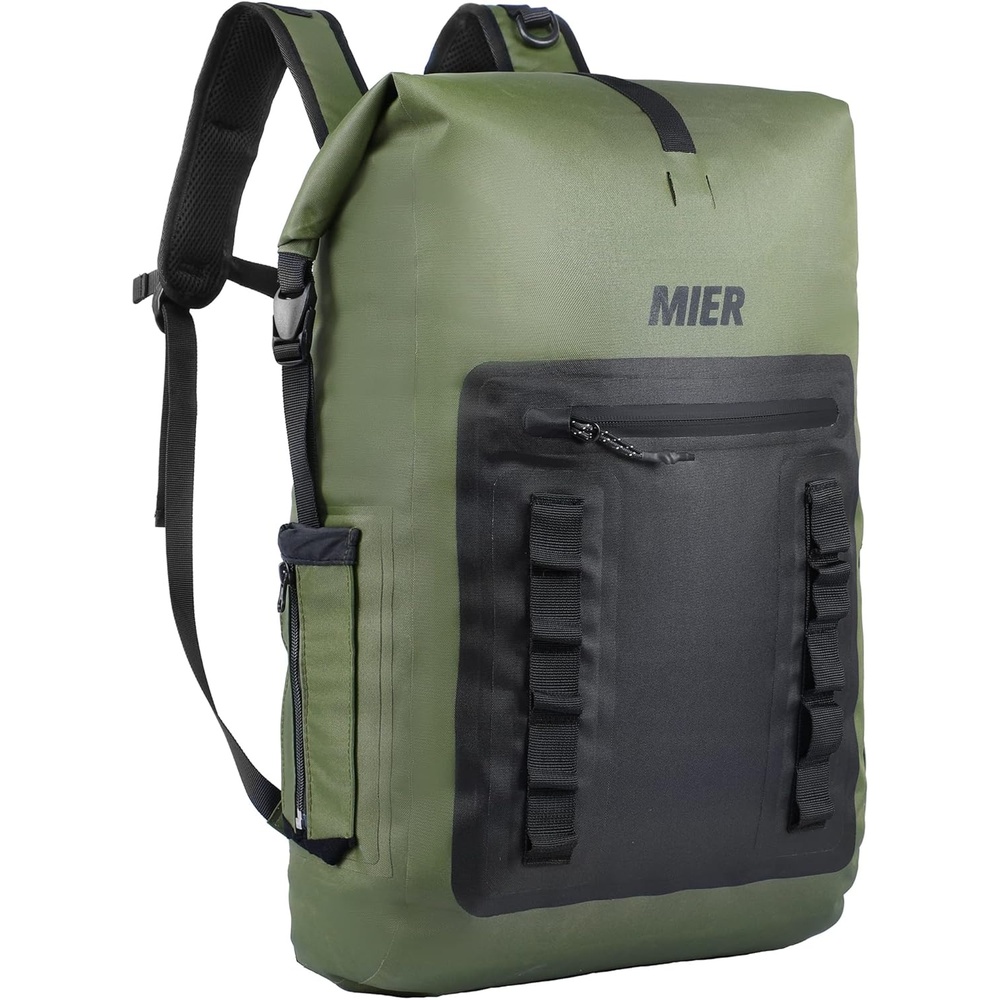image:imageMIER Dry Bag Waterproof Backpack 30L Dry Sack Heavy Duty RollTop Closure for Kayaking Beach Boating Swimming SurfingArmy GreenBlack