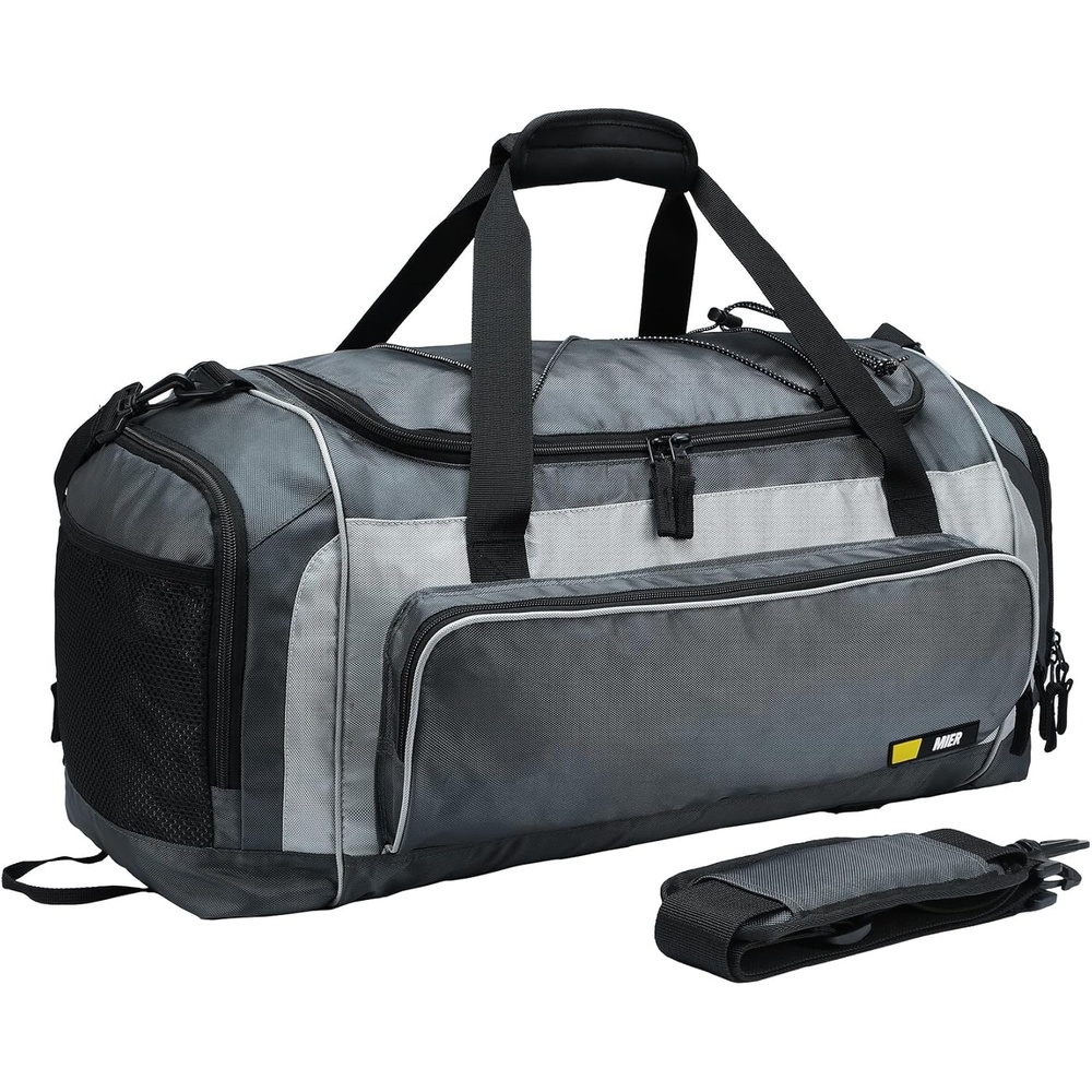 image:imageMIER Large Gym Bag for Men Sports Duffle Bag with Shoe Compartment 60L Lightweight Duffel Bags for Workout Fitness TravelGrey