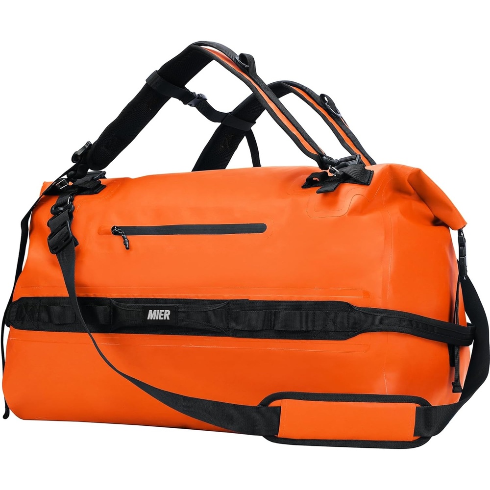 image:imageMIER Waterproof Duffel Bag Motorcycle Dry Bag Backpack Large RollTop Heavy Duty Dry Duffle Bags for Kayaking Camping Boating Gym Beach Cruise Ship 60L80LOrange