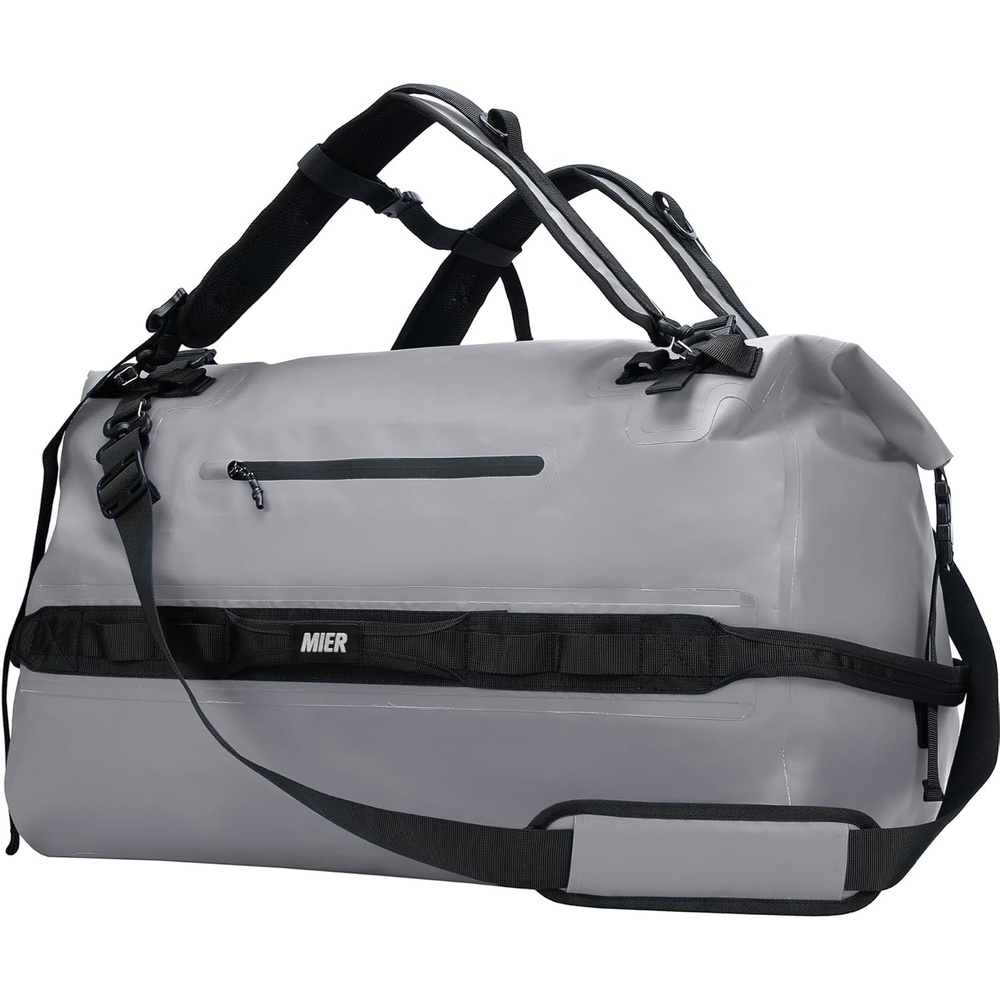 image:imageMIER Waterproof Duffel Bag Motorcycle Dry Bag Backpack Large RollTop Heavy Duty Dry Duffle Bags for Kayaking Camping Boating Gym Beach Cruise Ship 60L80LGray
