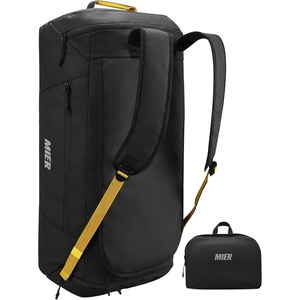 image:imageMIER Foldable Travel Duffle Backpack Lightweight Large Duffel Bag with Shoes Compartment for Traveling Camping Hiking Weekender for Men Women Water amp Wear Resistant 60L Black