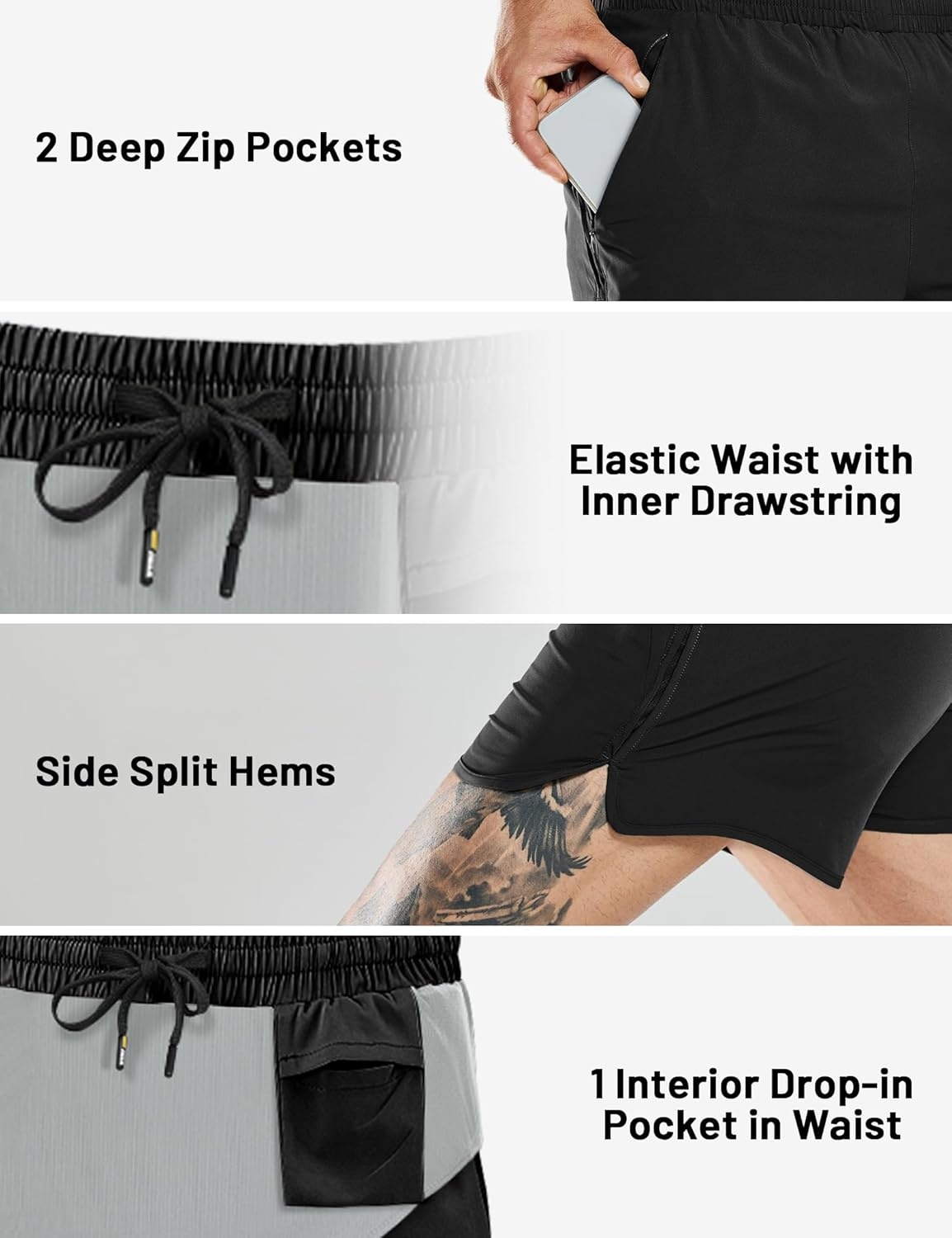 image:imageMIER Mens 3 Inches Quick Dry Running Shorts Liner Lightweight Water Resistant Athletic Workout Lined ShortsBlack 3 Inch