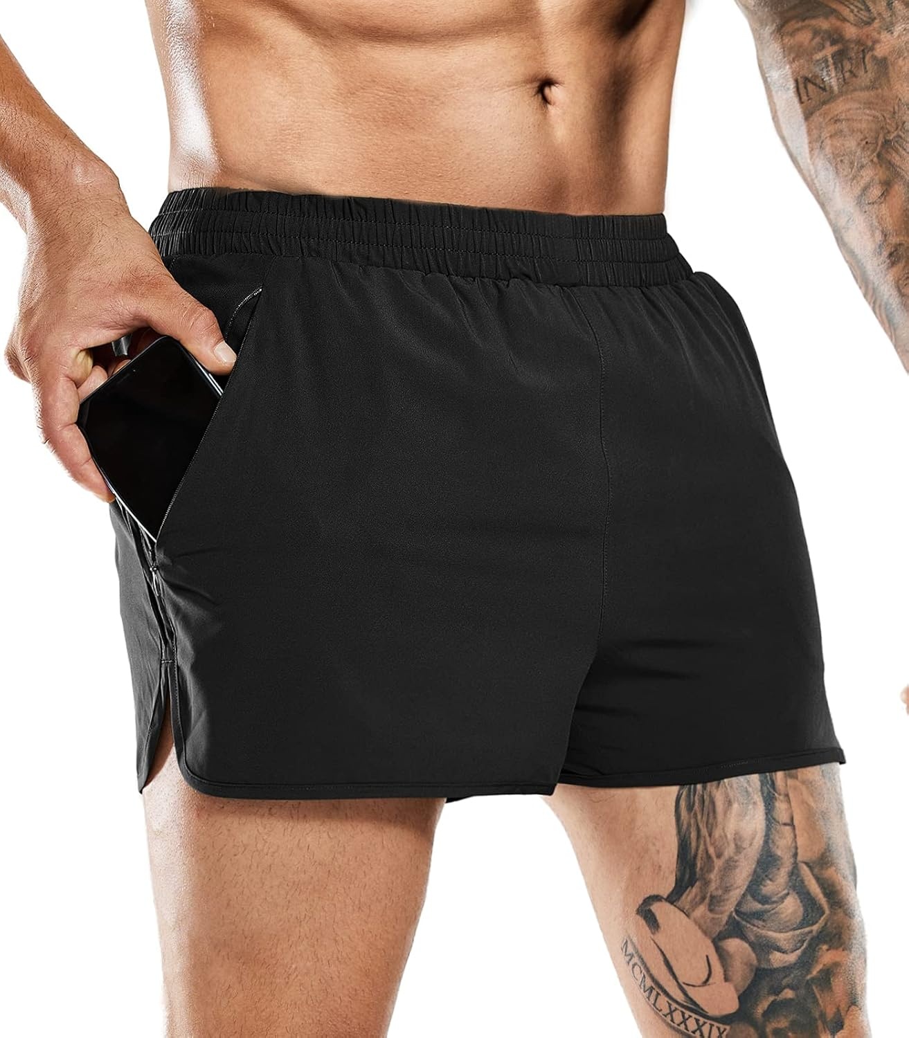 image:imageMIER Mens 3 Inches Quick Dry Running Shorts Liner Lightweight Water Resistant Athletic Workout Lined ShortsBlack 3 Inch
