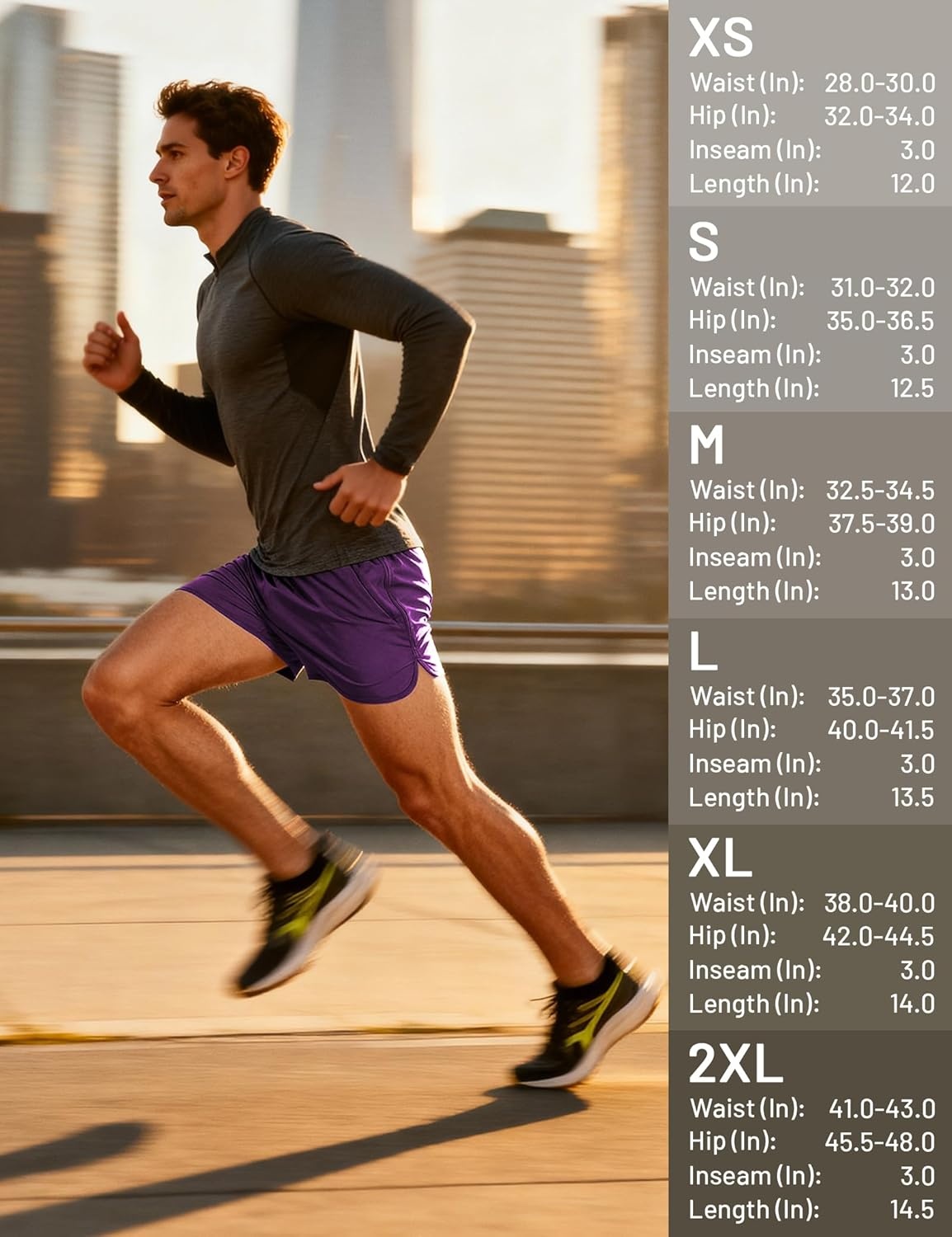 image:imageMIER Mens 3 Inches Quick Dry Running Shorts Liner Lightweight Water Resistant Athletic Workout Lined ShortsDark Purple