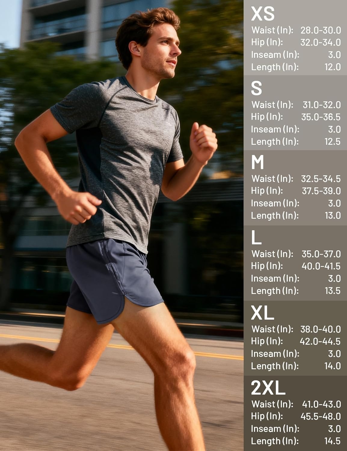 image:imageMIER Mens 3 Inches Quick Dry Running Shorts Liner Lightweight Water Resistant Athletic Workout Lined ShortsGray 3 Inch