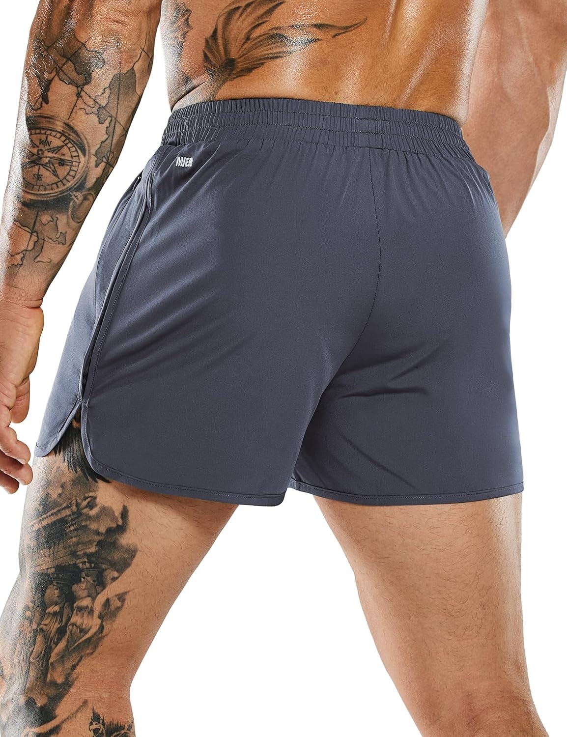 image:imageMIER Mens 3 Inches Quick Dry Running Shorts Liner Lightweight Water Resistant Athletic Workout Lined ShortsGray 3 Inch