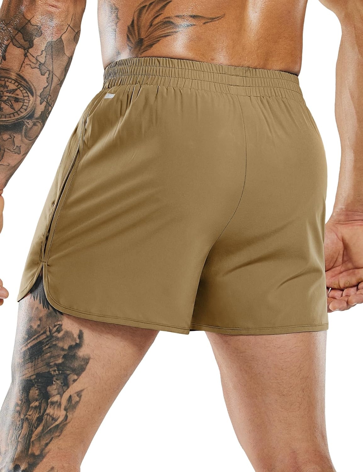image:imageMIER Mens 3 Inches Quick Dry Running Shorts Liner Lightweight Water Resistant Athletic Workout Lined ShortsKhaki 3 Inch
