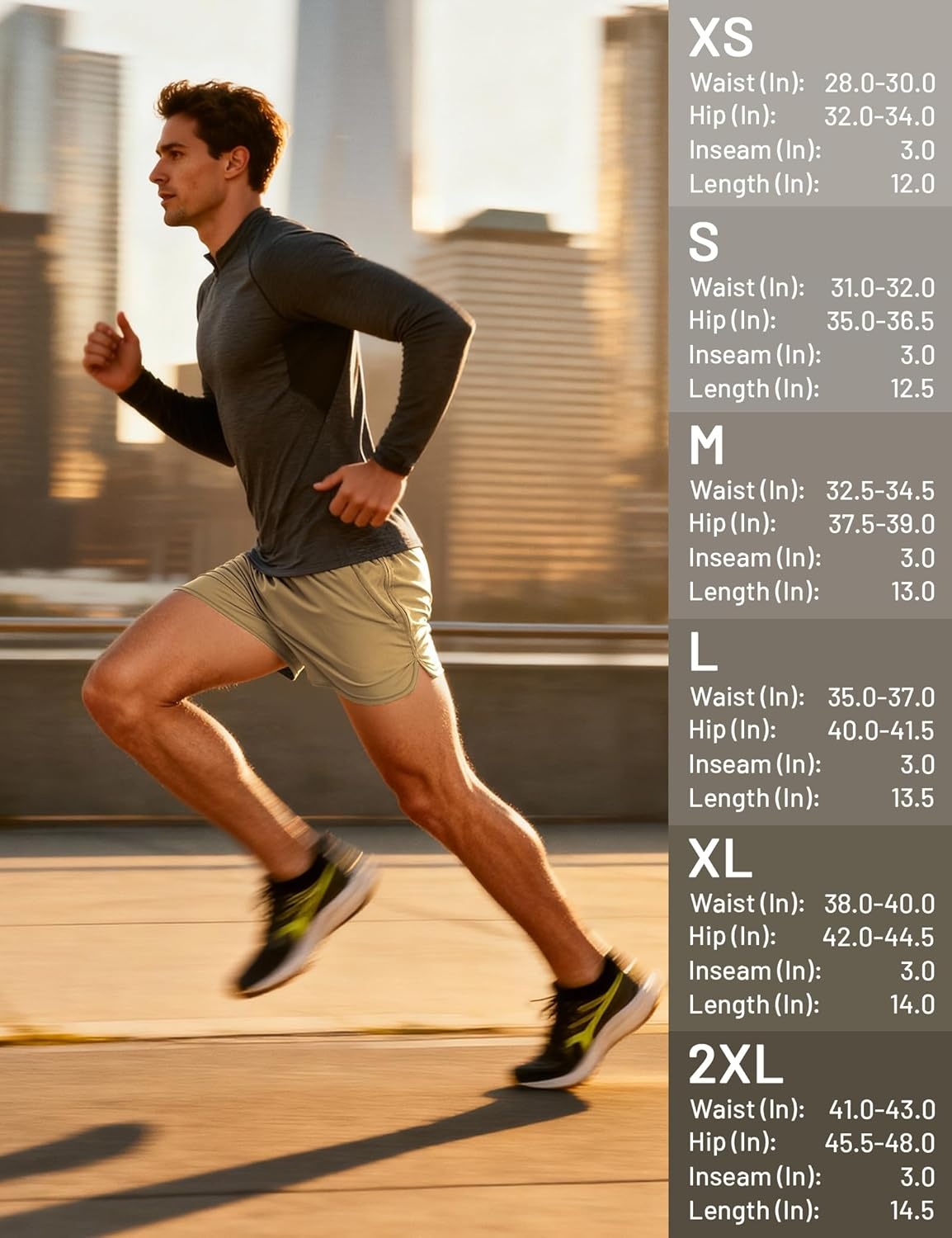 image:imageMIER Mens 3 Inches Quick Dry Running Shorts Liner Lightweight Water Resistant Athletic Workout Lined ShortsKhaki 3 Inch