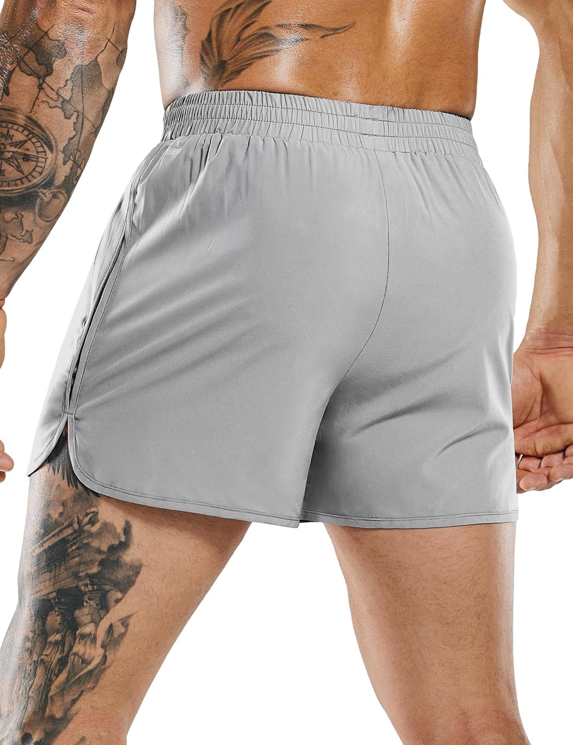image:imageMIER Mens 3 Inches Quick Dry Running Shorts Liner Lightweight Water Resistant Athletic Workout Lined ShortsLight Grey 3 Inch