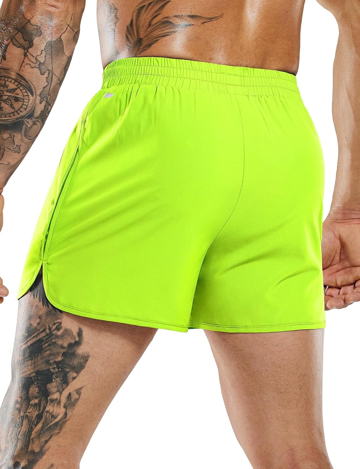 image:imageMIER Mens 3 Inches Quick Dry Running Shorts Liner Lightweight Water Resistant Athletic Workout Lined ShortsNeon Green