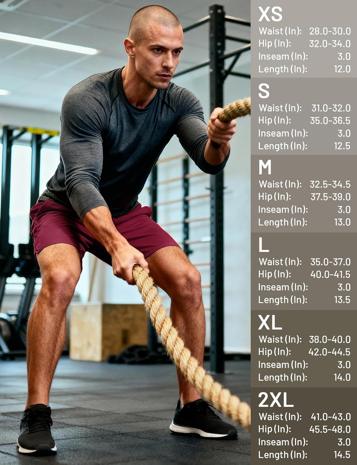 image:imageMIER Mens 3 Inches Quick Dry Running Shorts Liner Lightweight Water Resistant Athletic Workout Lined ShortsWine 3 Inch