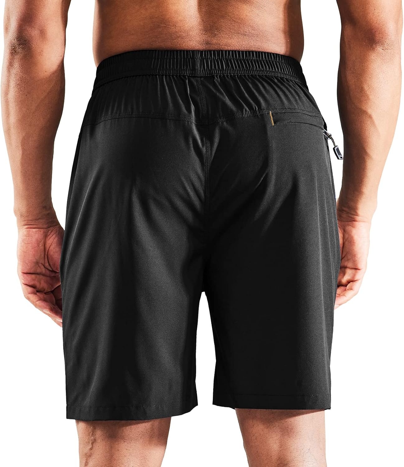 image:imageMIER Mens Quick Dry Running Shorts with Zipper Pocket Elastic Waist Athletic Workout Exercise ShortsBlackBlack