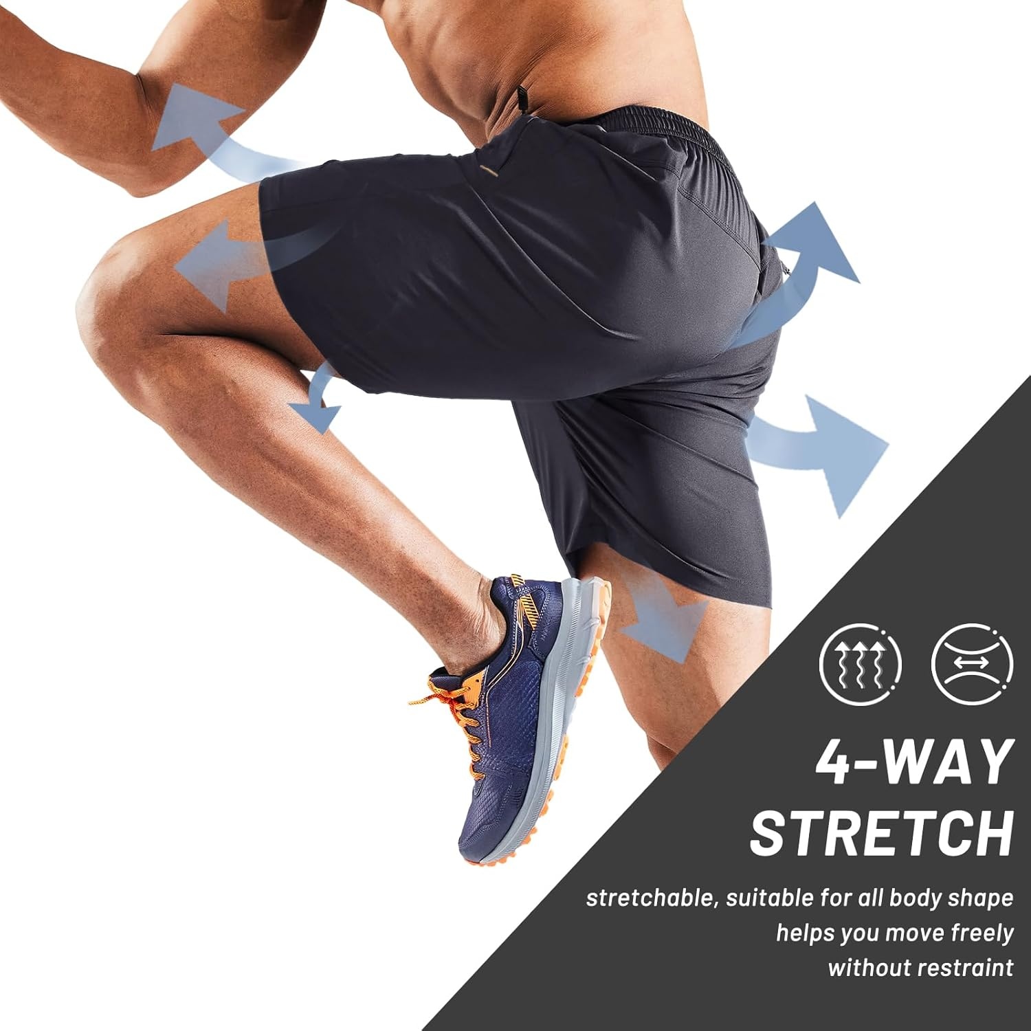 image:imageMIER Mens Quick Dry Running Shorts with Zipper Pocket Elastic Waist Athletic Workout Exercise ShortsBlackDark Grey