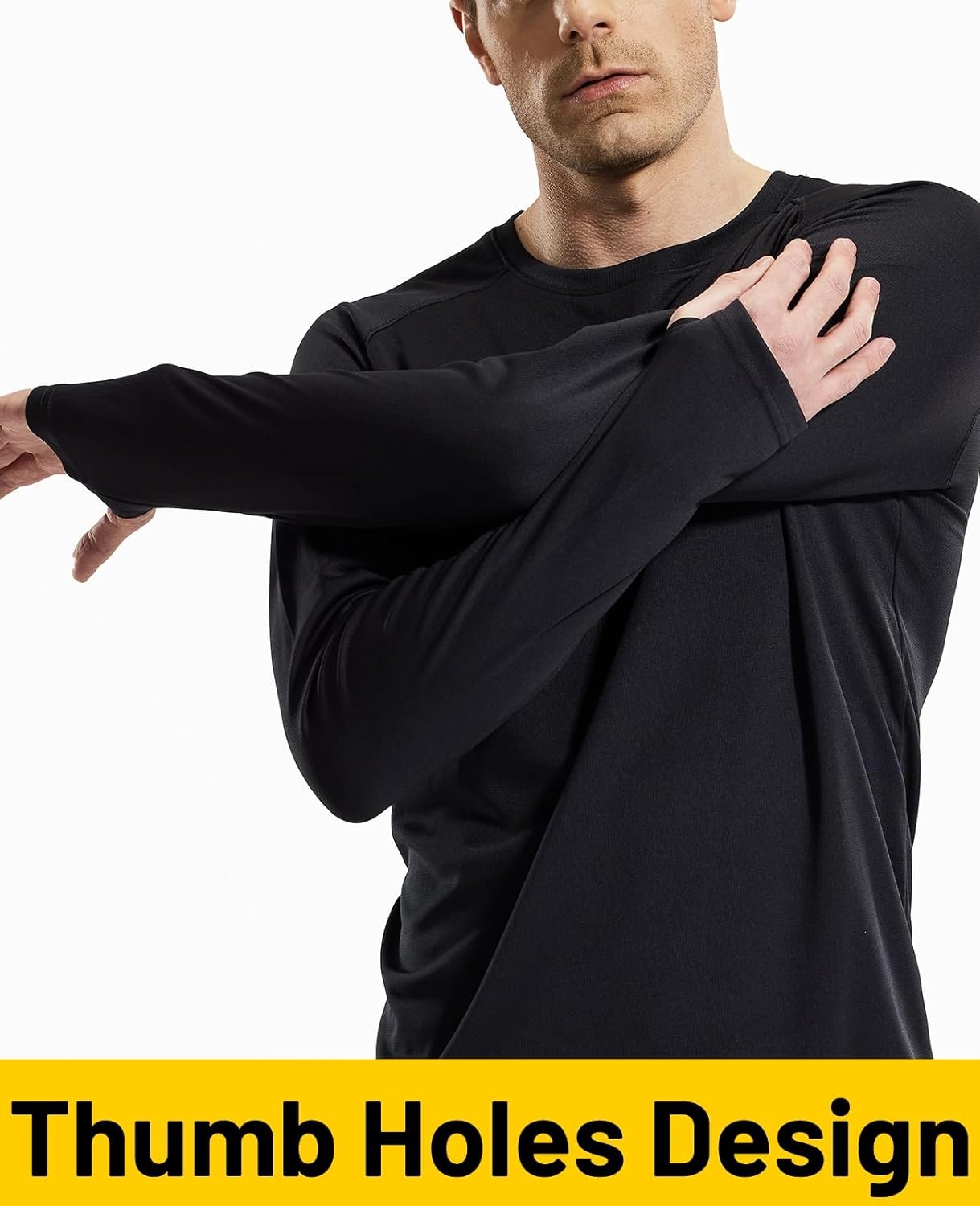 image:imageMIER Mens UPF 50 Sun Shirts Quick Dry Long Sleeve UV Shirts Lightweight Rash Guard Swim TShirts Hiking RunningBlack