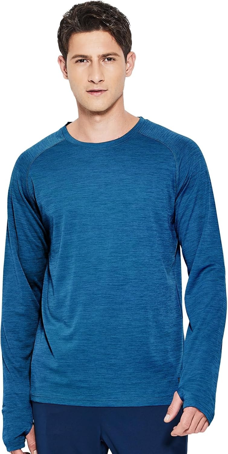 image:imageMIER Mens UPF 50 Sun Shirts Quick Dry Long Sleeve UV Shirts Lightweight Rash Guard Swim TShirts Hiking RunningBrilliant Blue