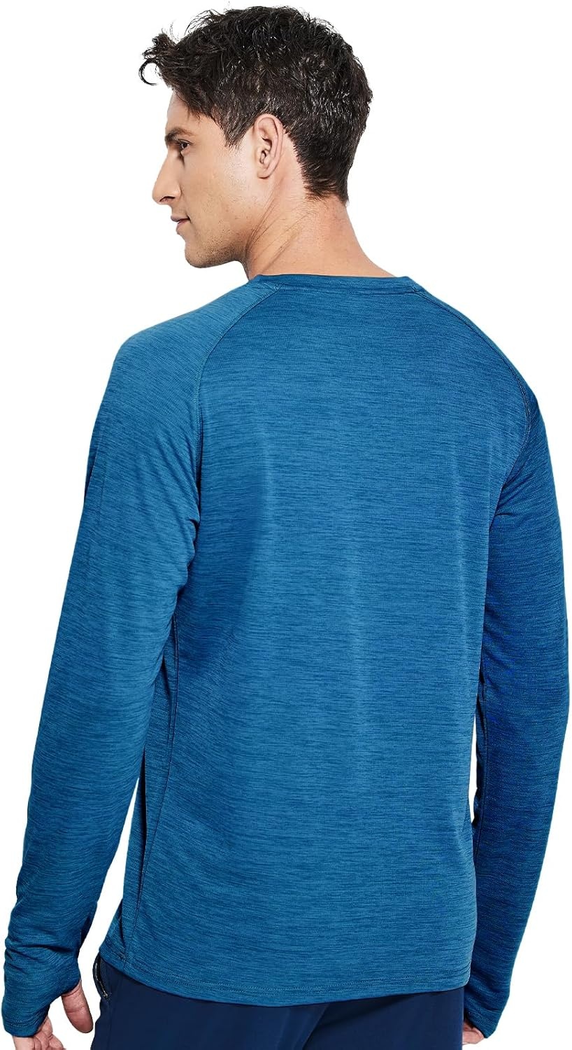 image:imageMIER Mens UPF 50 Sun Shirts Quick Dry Long Sleeve UV Shirts Lightweight Rash Guard Swim TShirts Hiking RunningBrilliant Blue