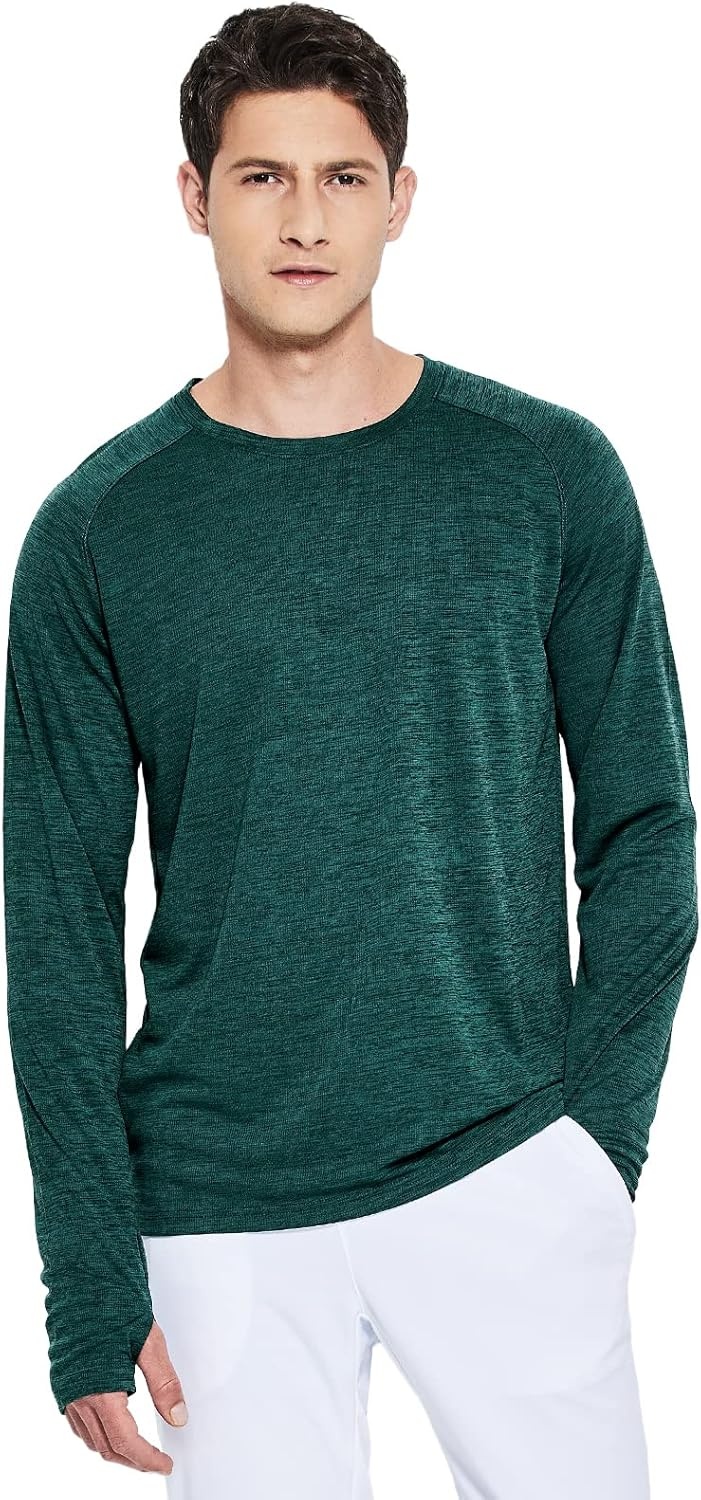 image:imageMIER Mens UPF 50 Sun Shirts Quick Dry Long Sleeve UV Shirts Lightweight Rash Guard Swim TShirts Hiking RunningDark Green