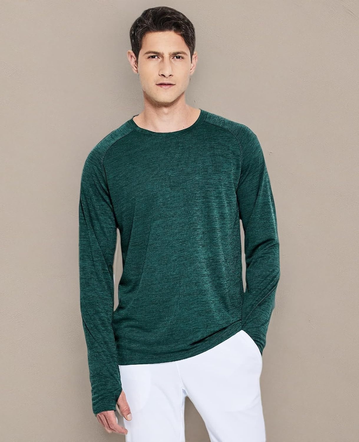 image:imageMIER Mens UPF 50 Sun Shirts Quick Dry Long Sleeve UV Shirts Lightweight Rash Guard Swim TShirts Hiking RunningDark Green