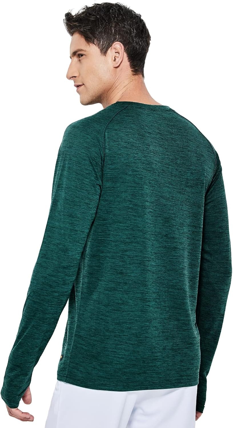 image:imageMIER Mens UPF 50 Sun Shirts Quick Dry Long Sleeve UV Shirts Lightweight Rash Guard Swim TShirts Hiking RunningDark Green