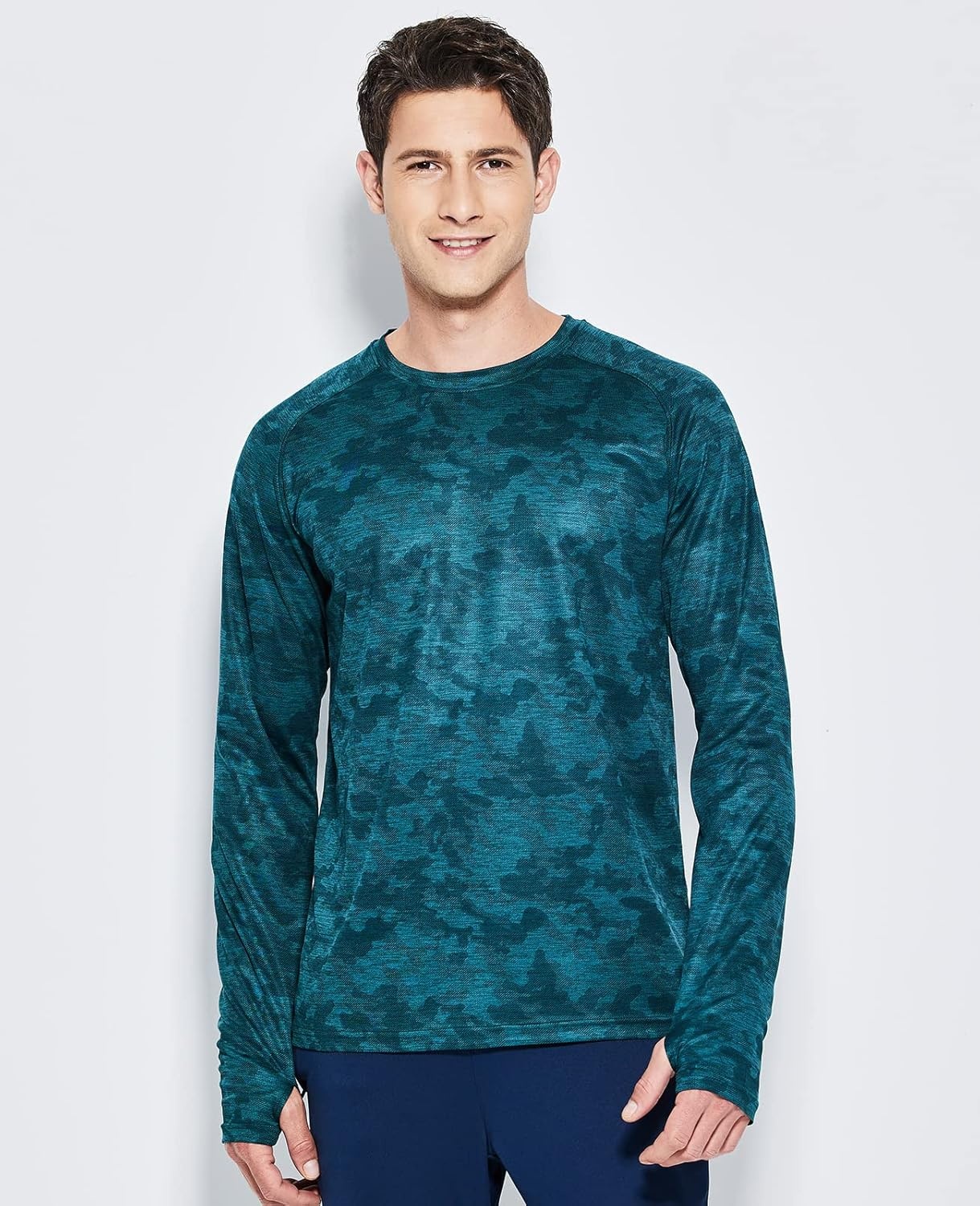 image:imageMIER Mens UPF 50 Sun Shirts Quick Dry Long Sleeve UV Shirts Lightweight Rash Guard Swim TShirts Hiking RunningDark Green Camo