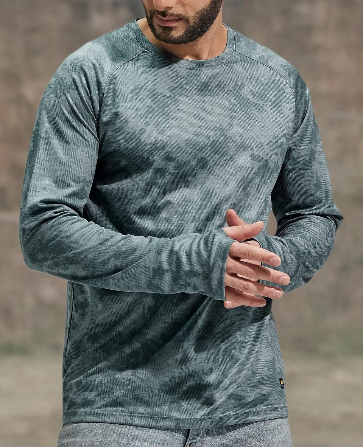 image:imageMIER Mens UPF 50 Sun Shirts Quick Dry Long Sleeve UV Shirts Lightweight Rash Guard Swim TShirts Hiking RunningGreen Camo