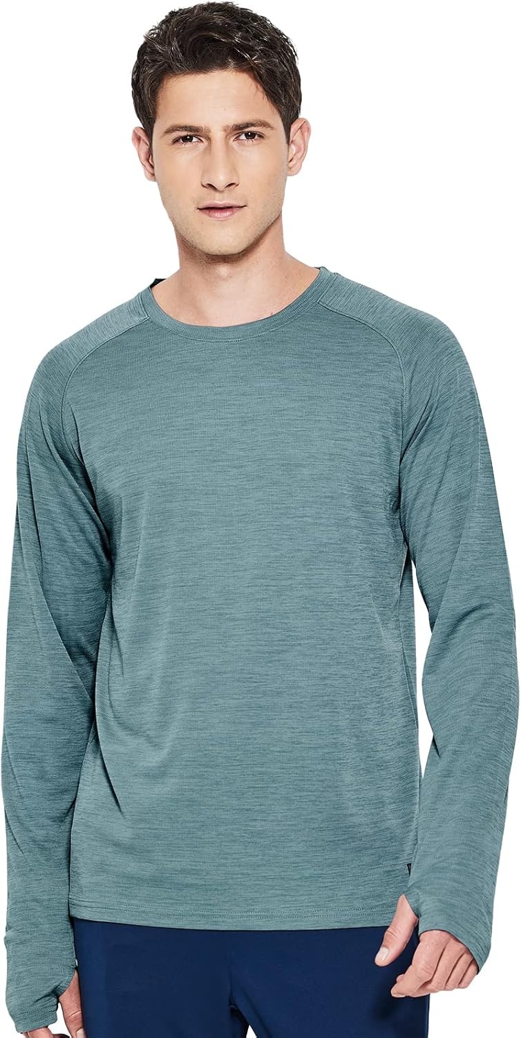 image:imageMIER Mens UPF 50 Sun Shirts Quick Dry Long Sleeve UV Shirts Lightweight Rash Guard Swim TShirts Hiking RunningHaze Blue