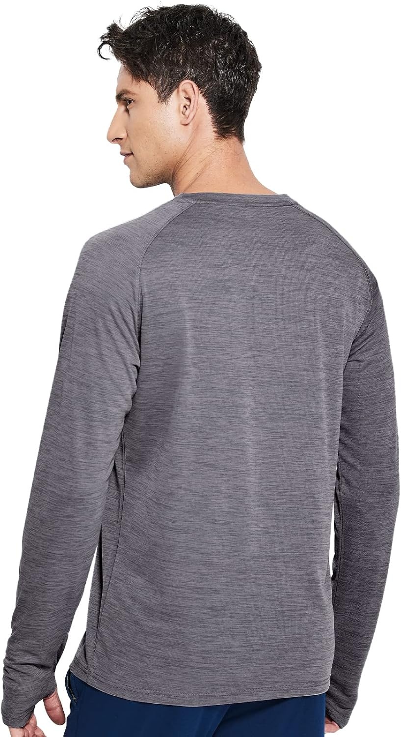 image:imageMIER Mens UPF 50 Sun Shirts Quick Dry Long Sleeve UV Shirts Lightweight Rash Guard Swim TShirts Hiking RunningHeather Dark Grey