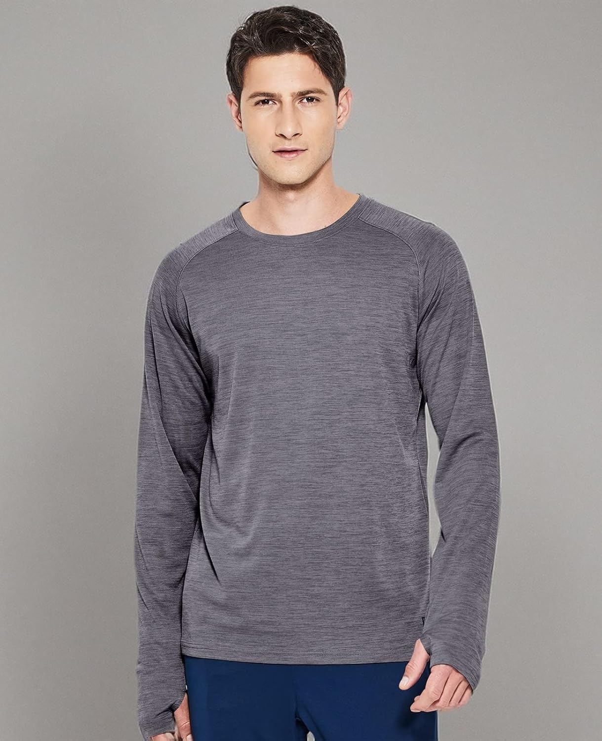 image:imageMIER Mens UPF 50 Sun Shirts Quick Dry Long Sleeve UV Shirts Lightweight Rash Guard Swim TShirts Hiking RunningHeather Dark Grey