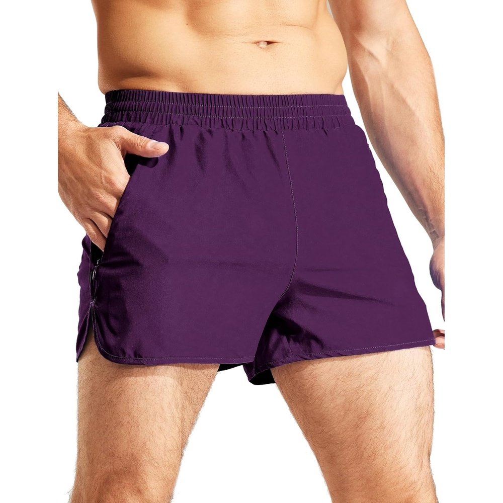 image:imageMIER Mens 3 Inches Quick Dry Running Shorts Liner Lightweight Water Resistant Athletic Workout Lined ShortsDark Purple