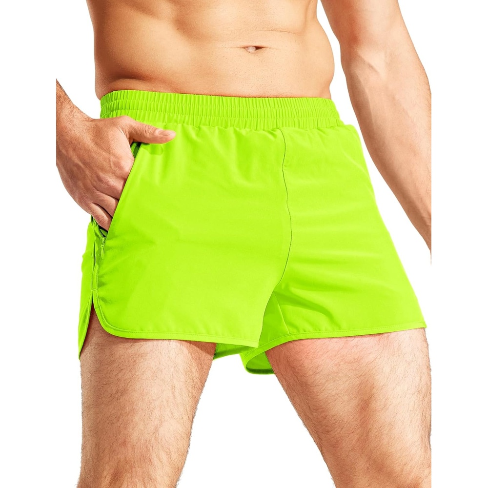 image:imageMIER Mens 3 Inches Quick Dry Running Shorts Liner Lightweight Water Resistant Athletic Workout Lined ShortsNeon Green