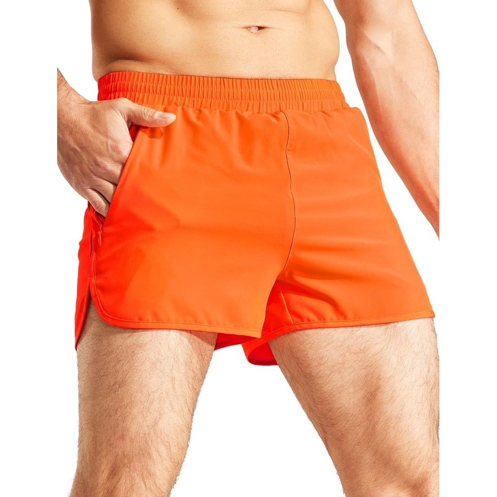 image:imageMIER Mens 3 Inches Quick Dry Running Shorts Liner Lightweight Water Resistant Athletic Workout Lined ShortsOrange 3 Inch