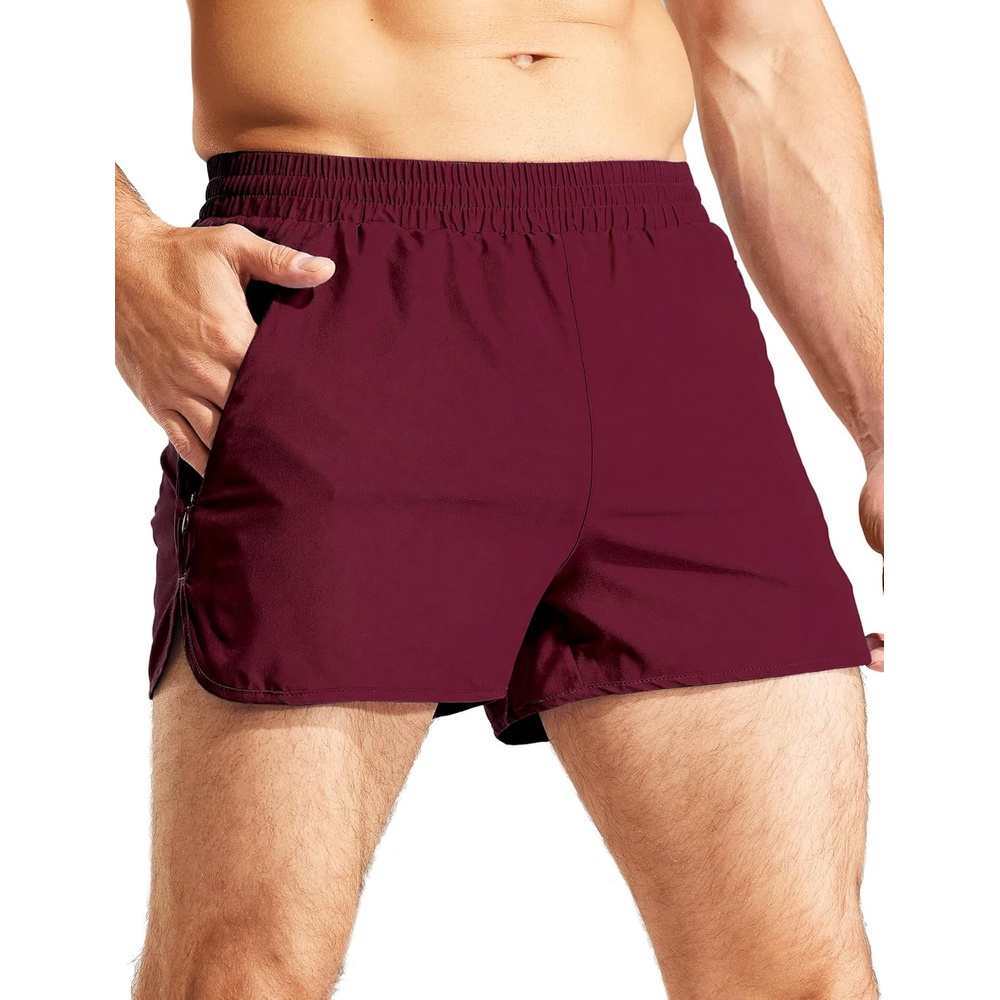 image:imageMIER Mens 3 Inches Quick Dry Running Shorts Liner Lightweight Water Resistant Athletic Workout Lined ShortsWine 3 Inch
