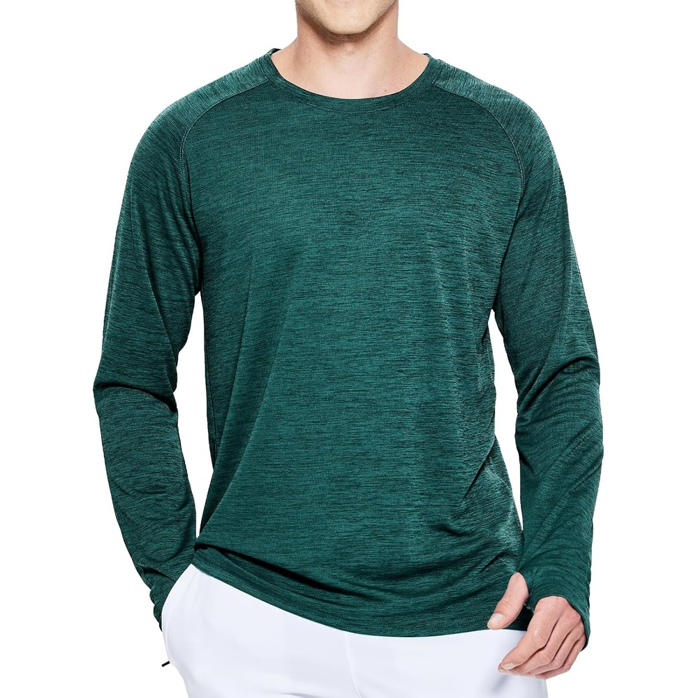 image:imageMIER Mens UPF 50 Sun Shirts Quick Dry Long Sleeve UV Shirts Lightweight Rash Guard Swim TShirts Hiking RunningDark Green