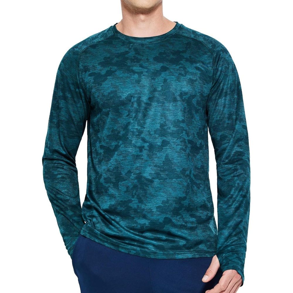image:imageMIER Mens UPF 50 Sun Shirts Quick Dry Long Sleeve UV Shirts Lightweight Rash Guard Swim TShirts Hiking RunningDark Green Camo