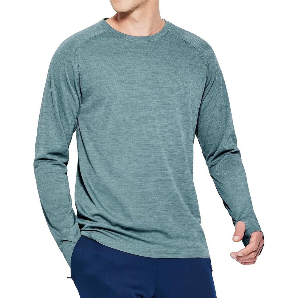 image:imageMIER Mens UPF 50 Sun Shirts Quick Dry Long Sleeve UV Shirts Lightweight Rash Guard Swim TShirts Hiking RunningHaze Blue
