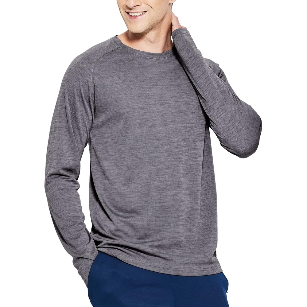 image:imageMIER Mens UPF 50 Sun Shirts Quick Dry Long Sleeve UV Shirts Lightweight Rash Guard Swim TShirts Hiking RunningHeather Dark Grey