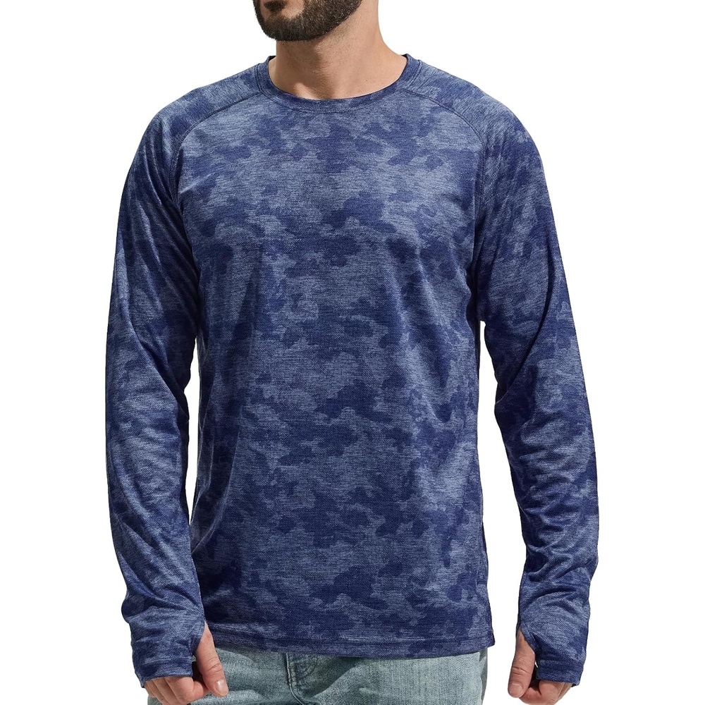 image:imageMIER Mens UPF 50 Sun Shirts Quick Dry Long Sleeve UV Shirts Lightweight Rash Guard Swim TShirts Hiking RunningOcean Blue Camo