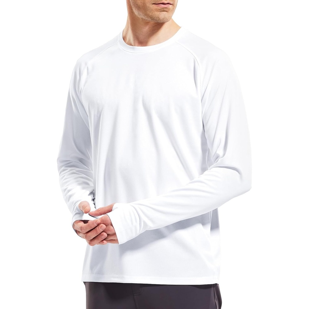image:imageMIER Mens UPF 50 Sun Shirts Quick Dry Long Sleeve UV Shirts Lightweight Rash Guard Swim TShirts Hiking RunningWhite